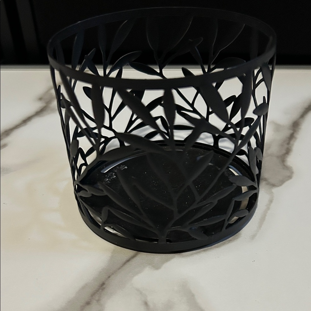 Bath & Body Works Black Leaf Pattern Candle Holder
